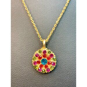 Mariana Guardian Angel Necklace Colorful Crystal Medallion Pendant- 296